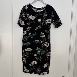Floral Black Maternity Dress